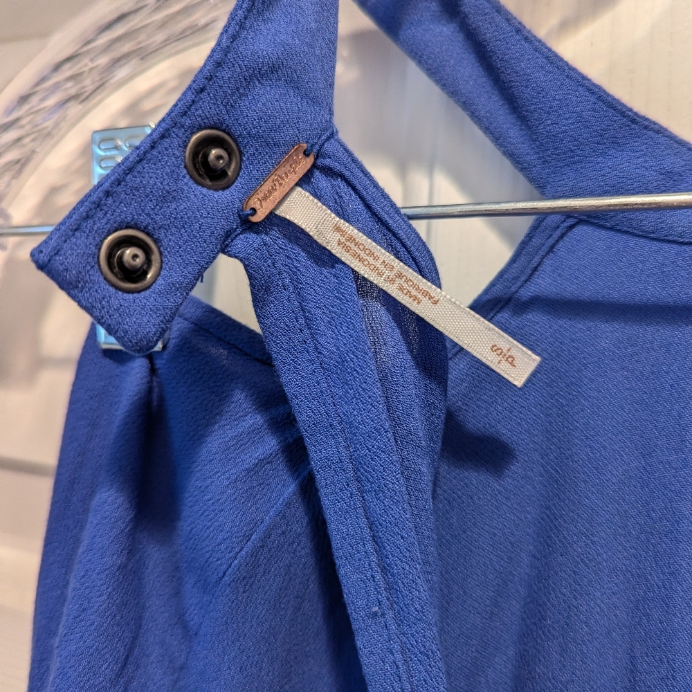 Free People Drift Away Tunic Dress Top Royal Blue Cold Shoulder Size Small *NWOT - Picture 11 of 14